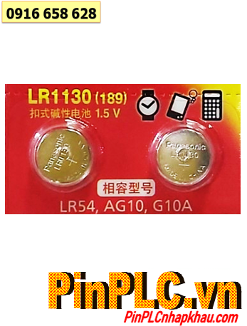 Panasonic LR1130, Pin cúc áo 1.5v Alkaline Panasonic LR1130 (AG10, LR54, 189) _Xuất xứ Liên doanh